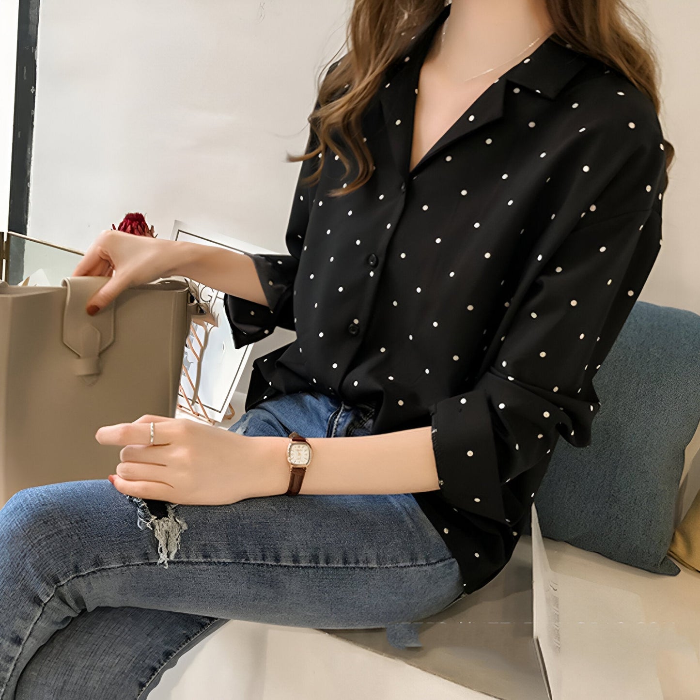 Chemisier Femme À Pois Élégant