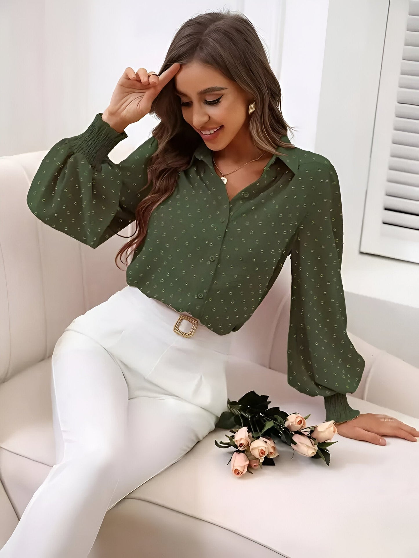Chemisier Femme À Pois Élégant