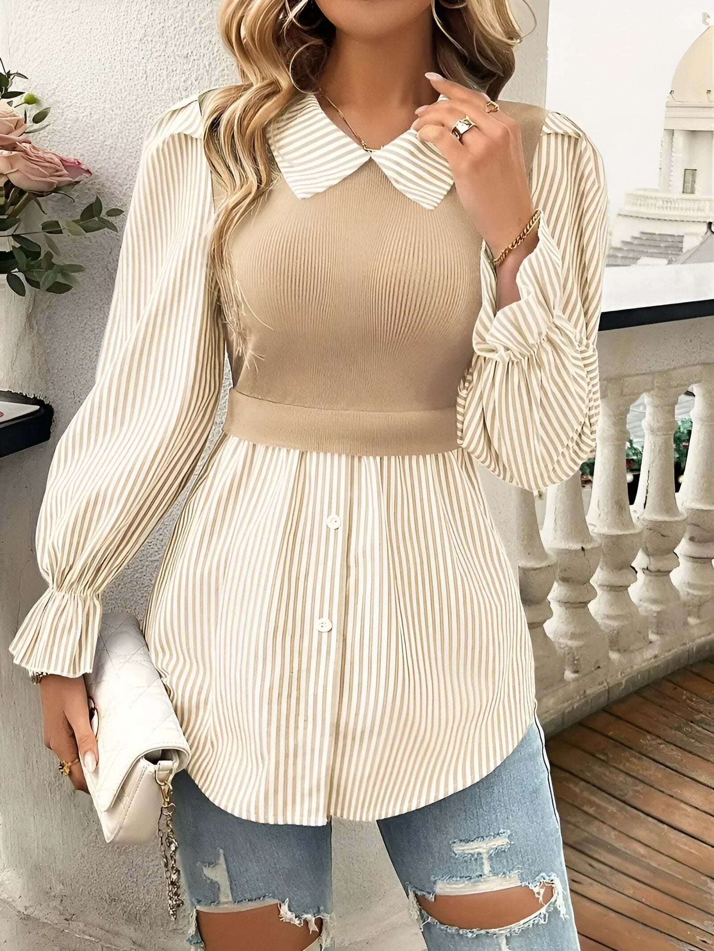 Chemisier Femme Élégant Rayé