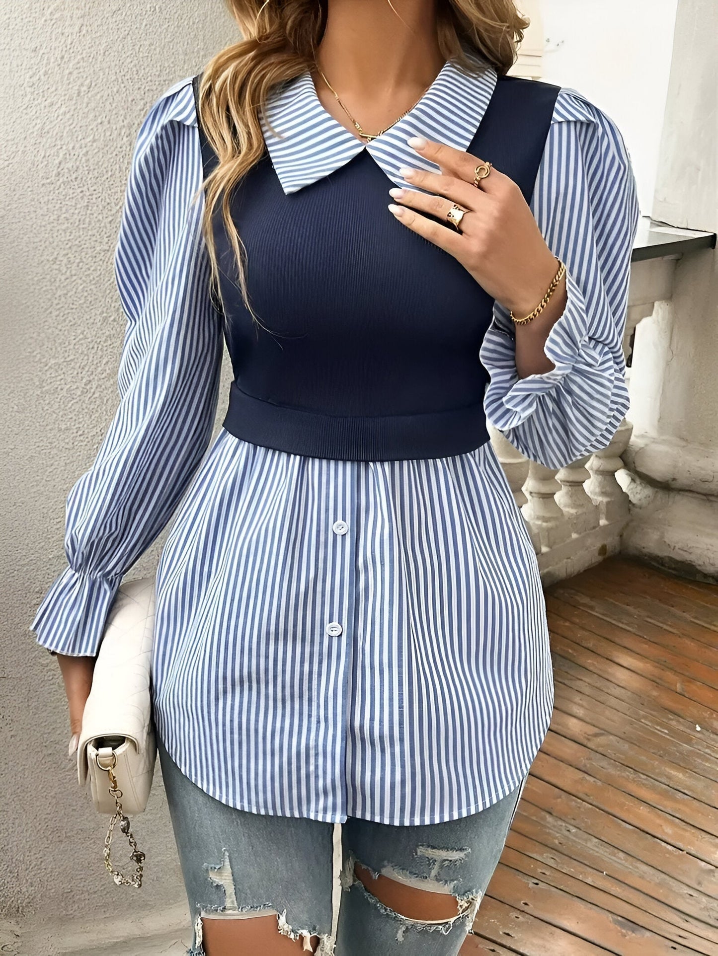 Chemisier Femme Élégant Rayé