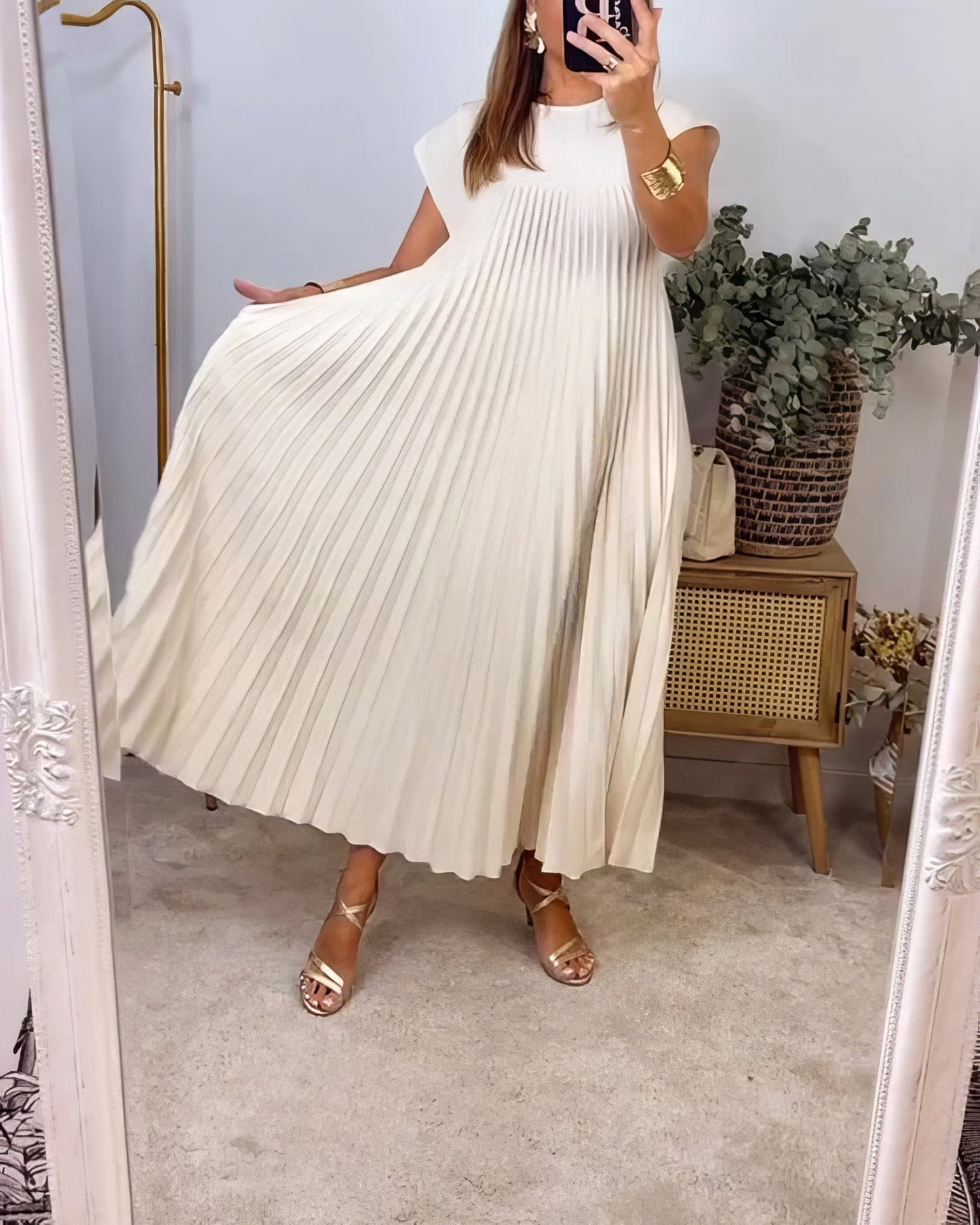 Chic Robe Plissée Sans Manches pour Femmes