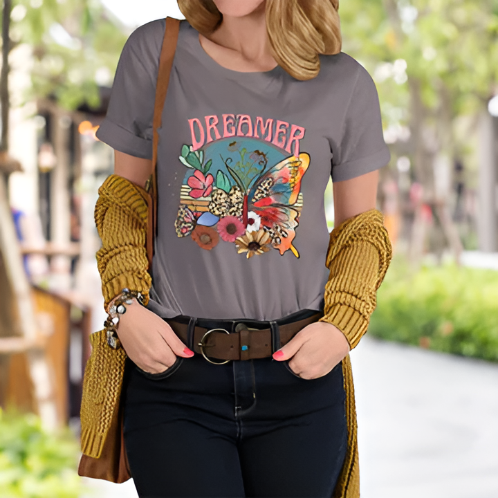 T-shirt pour femmes avec imprimé «rêveur» et conception graphique