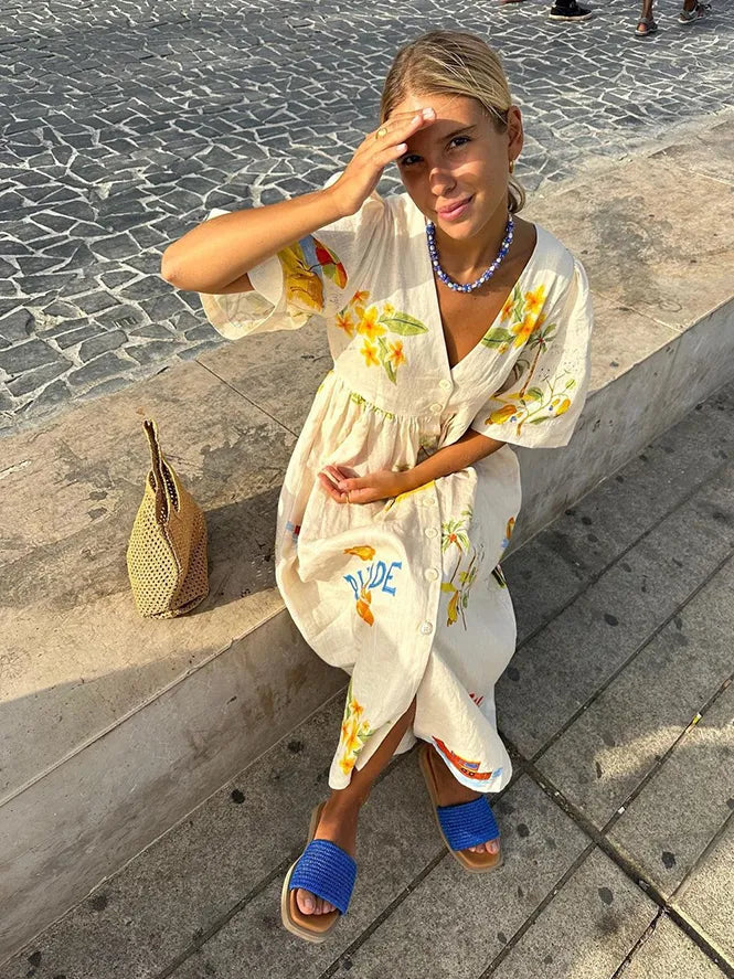 Xara - robe midi en lin élégant