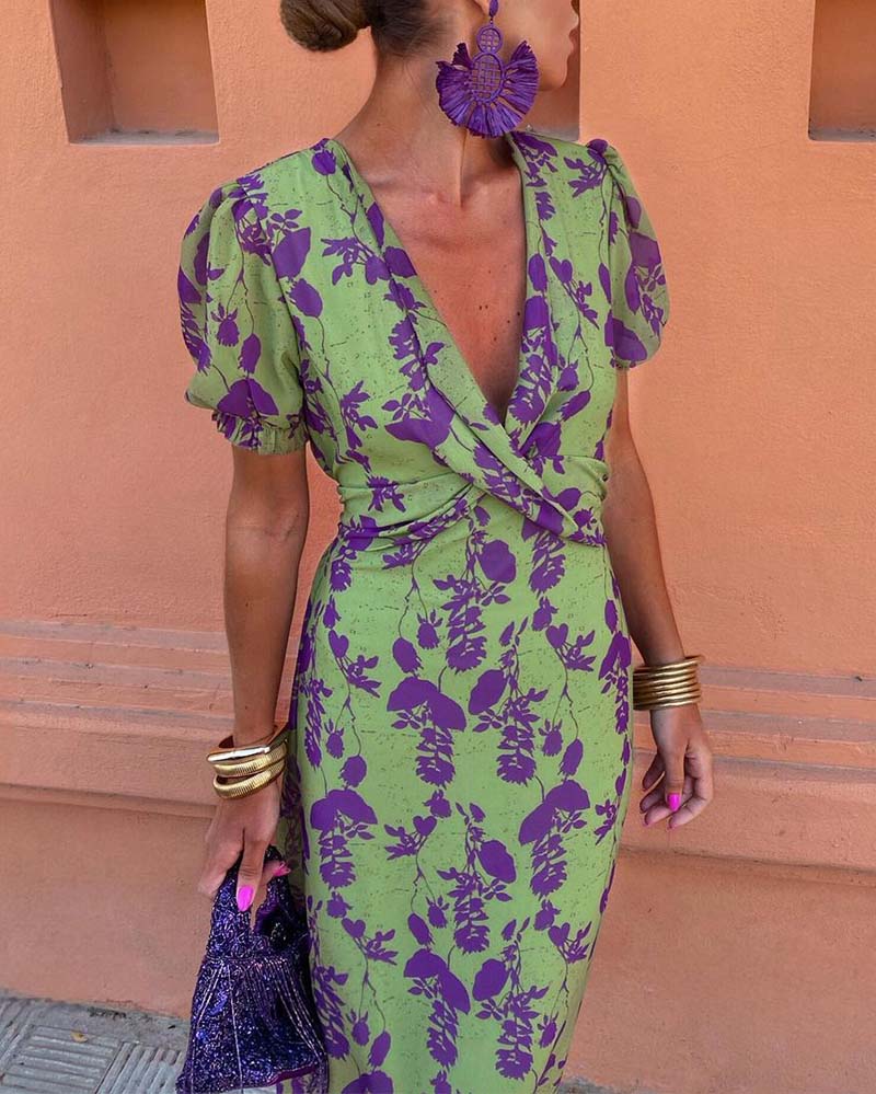 Angelina - Superbe robe midi en V-Neck