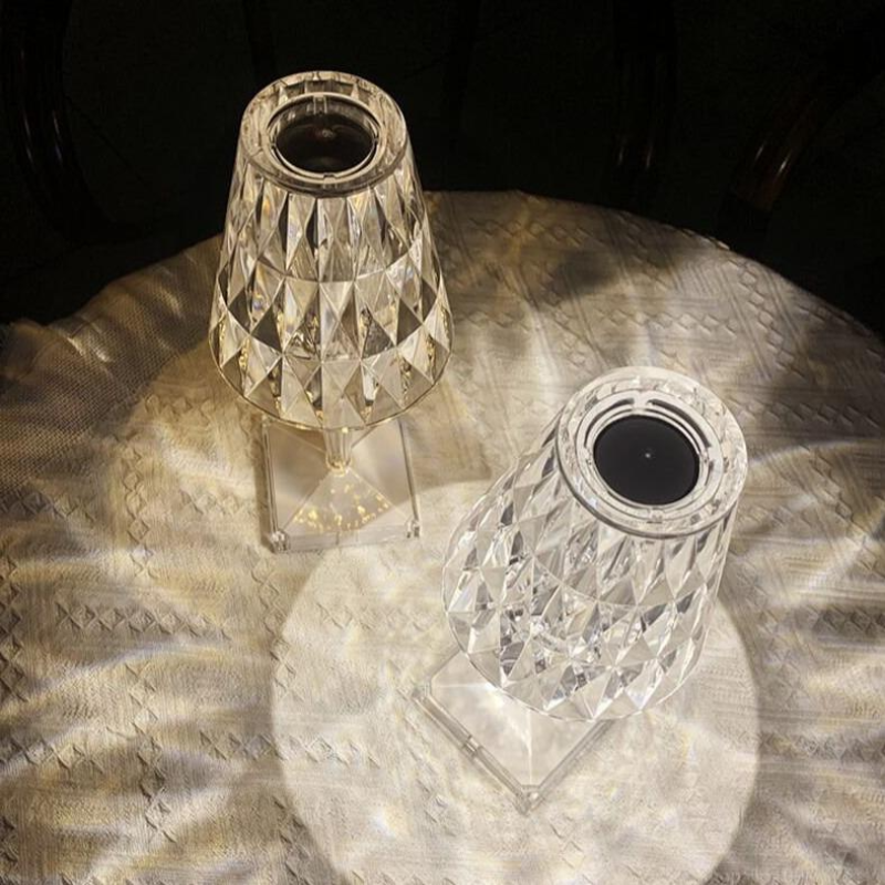 Lampe de table en verre diamant fascinante