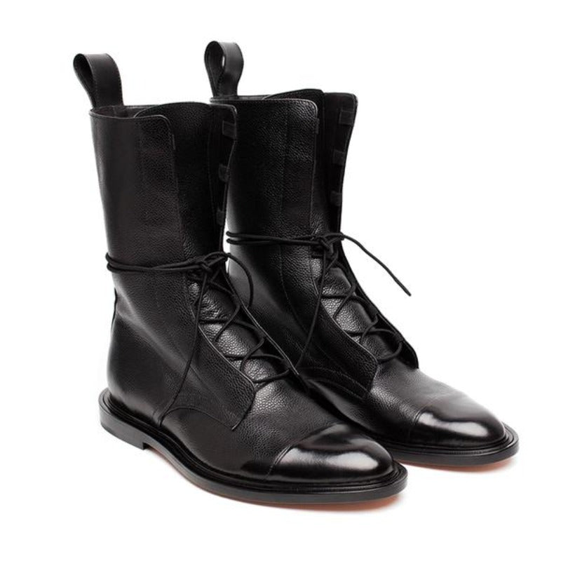 Variant image for Bottes Hiver Femme Élégantes en Cuir Noir de Haute Qualité-1