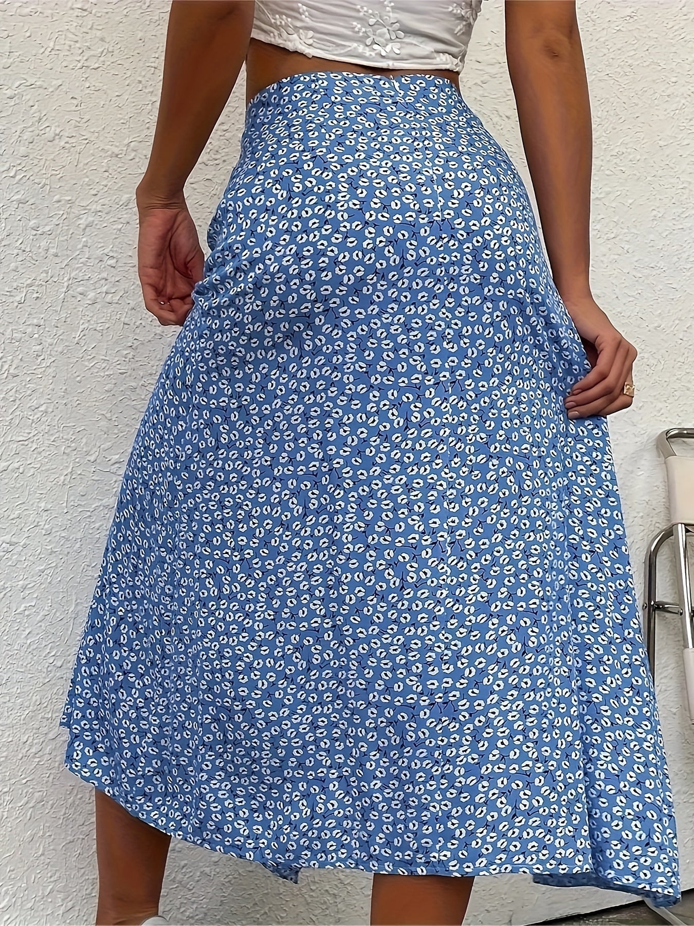 Jupe Longue Femme Imprimé Floral Chic en Polyester Multicolore