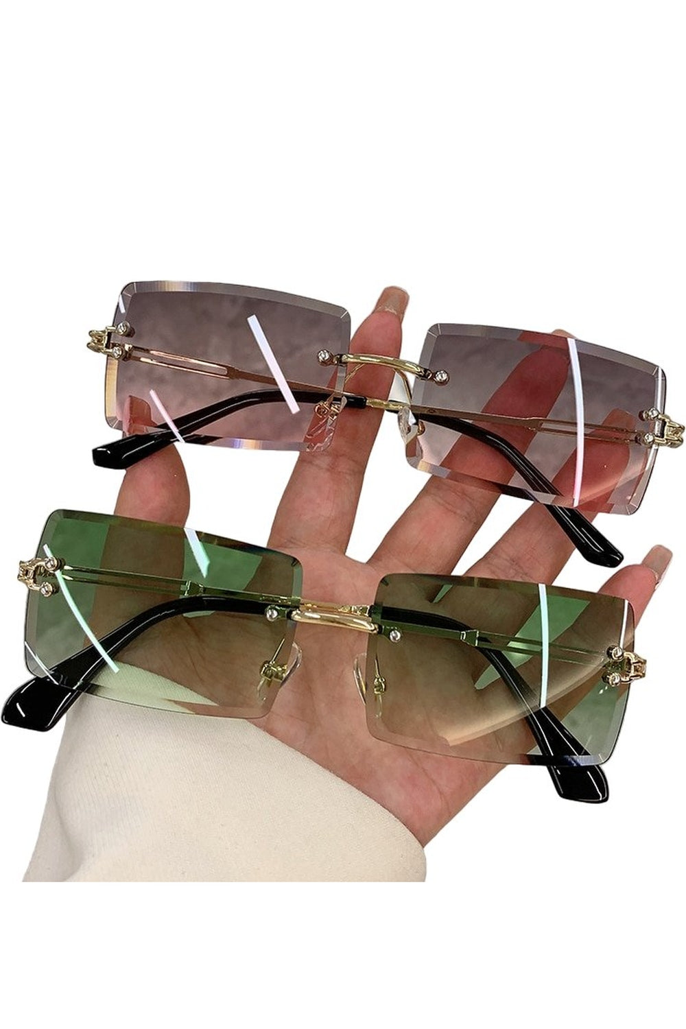 Lunettes de soleil rectangulaires sans monture