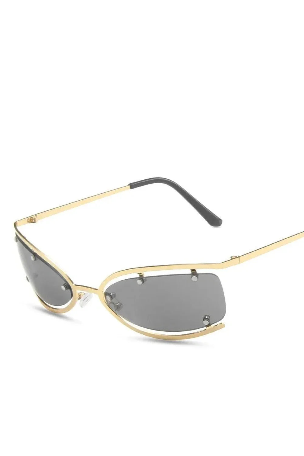 Lunettes de soleil futuristes œil de chat en métal