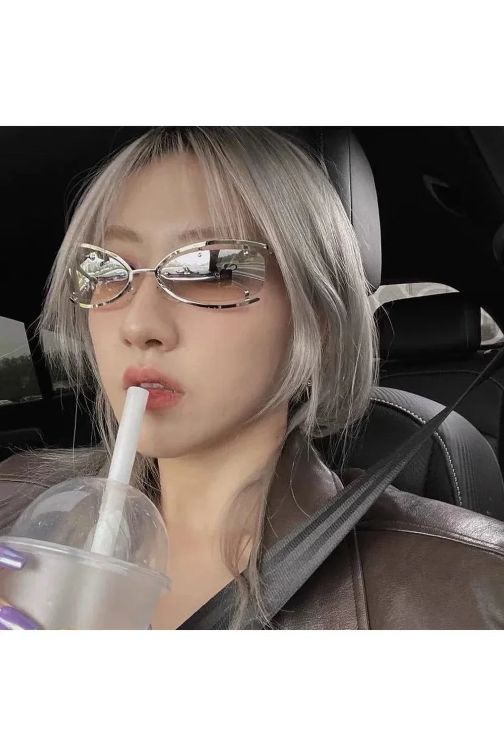 Lunettes de soleil futuristes œil de chat en métal