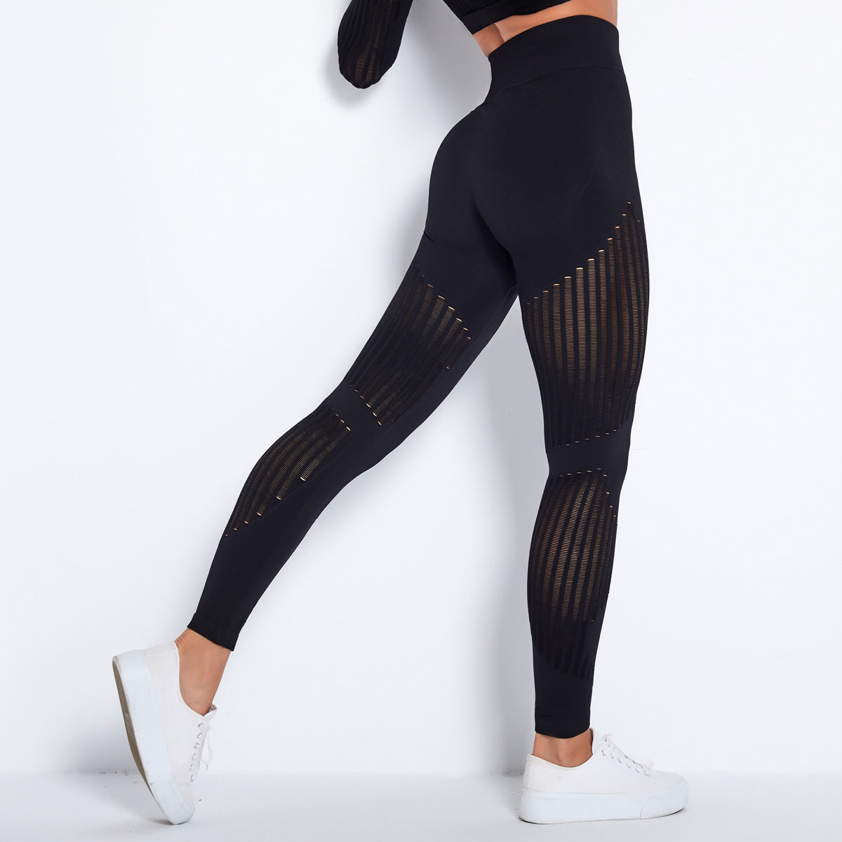 Variant image for Legging Noir Femme Sport Taille Haute Fitness avec Panneaux de Maille - Confort Optimal pour Yoga et Gym-1