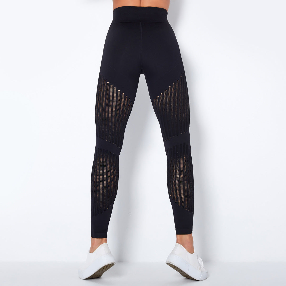 Legging Noir Femme Sport Taille Haute Fitness avec Panneaux de Maille - Confort Optimal pour Yoga et Gym