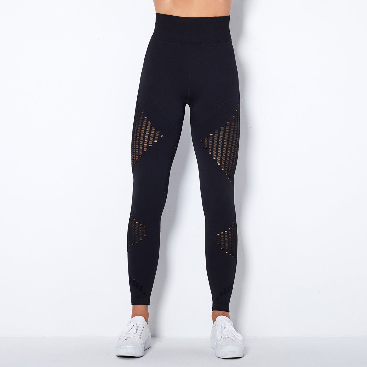 Legging Noir Femme Sport Taille Haute Fitness avec Panneaux de Maille - Confort Optimal pour Yoga et Gym