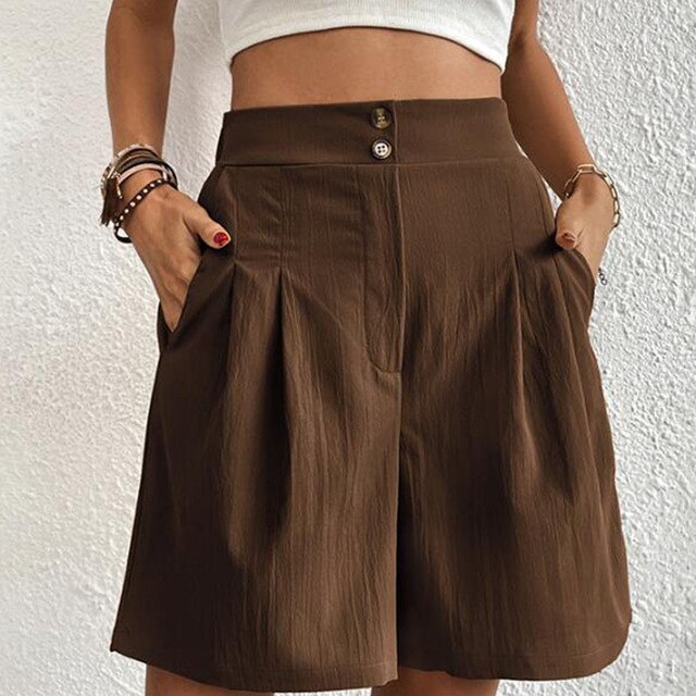 Variant image for Shorts Femme Taille Haute Élégant en Tissu Léger - Short Sport Femme Confortable-21