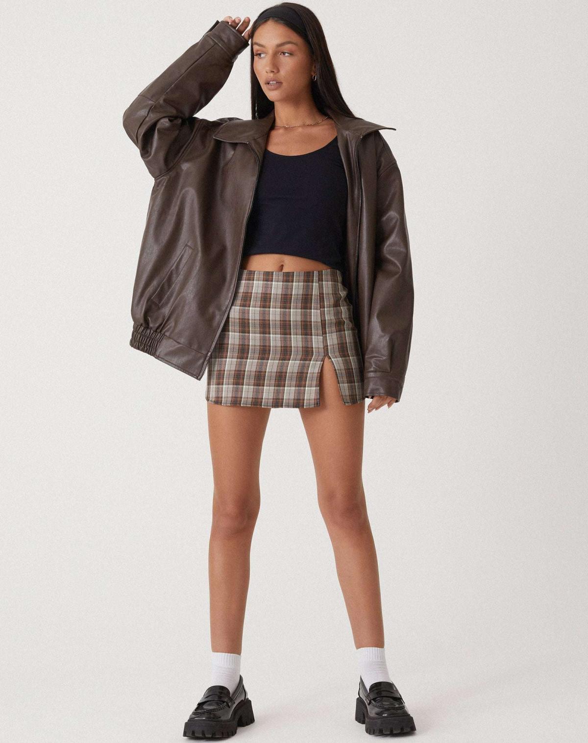 Veste en cuir artificiel surdimensionné pour dames - Bomber décontractée avec fermeture éclair