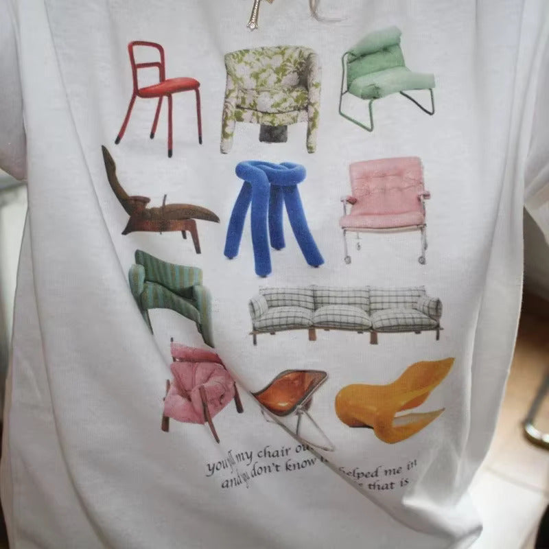 T-shirt surdimensionné avec motif de chaise