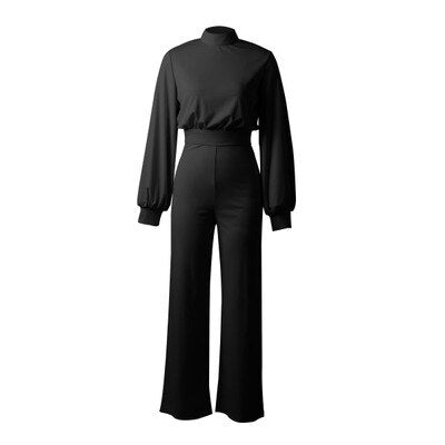 Adeline - Couleur Pure Demi-Col Jumpsuits
