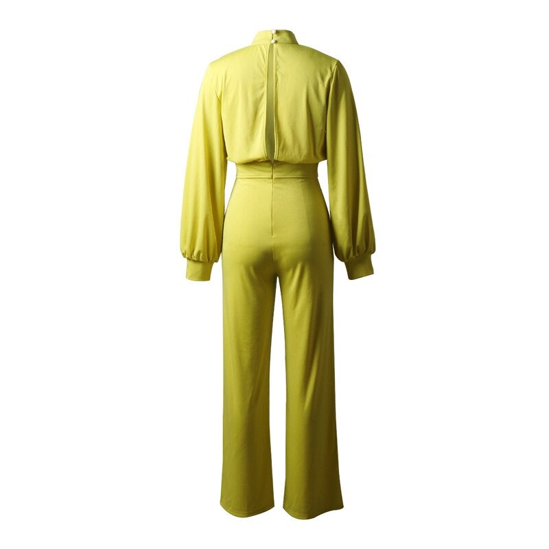 Adeline - Couleur Pure Demi-Col Jumpsuits
