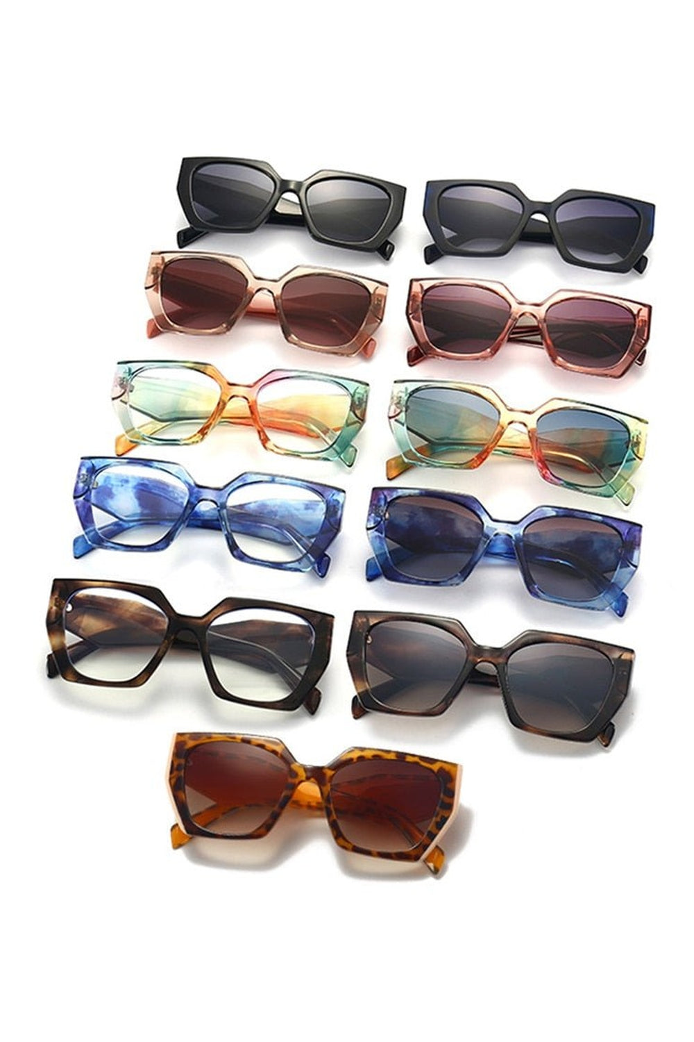 Lunettes de soleil œil de chat polygonales rétro