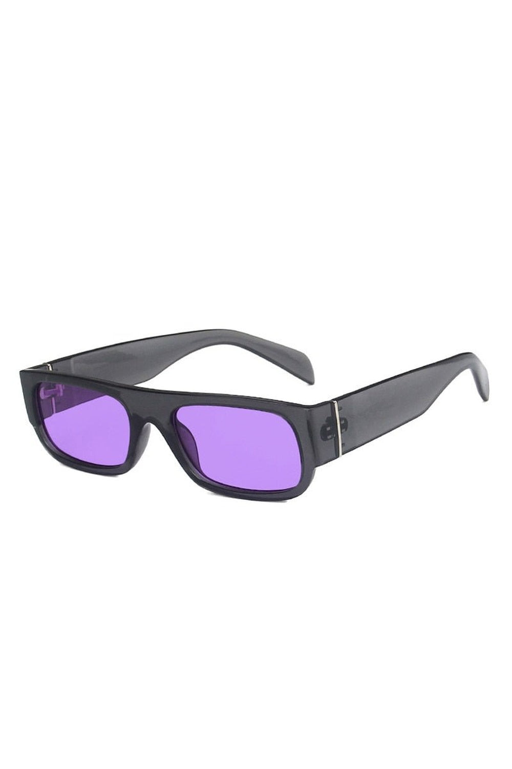 Lunettes de soleil rectangulaires rétro violettes champagne