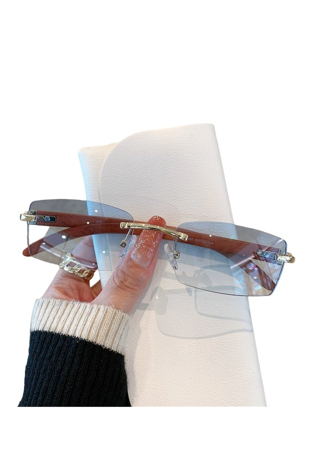 Lunettes de soleil sans monture à motif bois