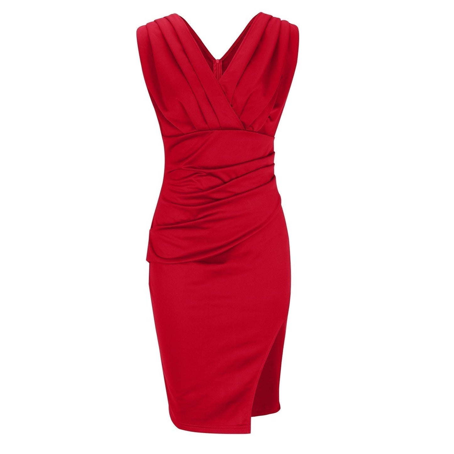 Robe Cintrée avec Décolleté en V et Fente pour Femmes