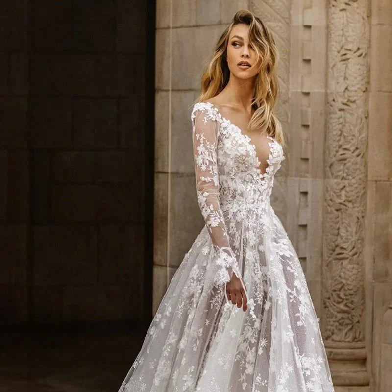 Robe de Mariée en Dentelle pour Femmes