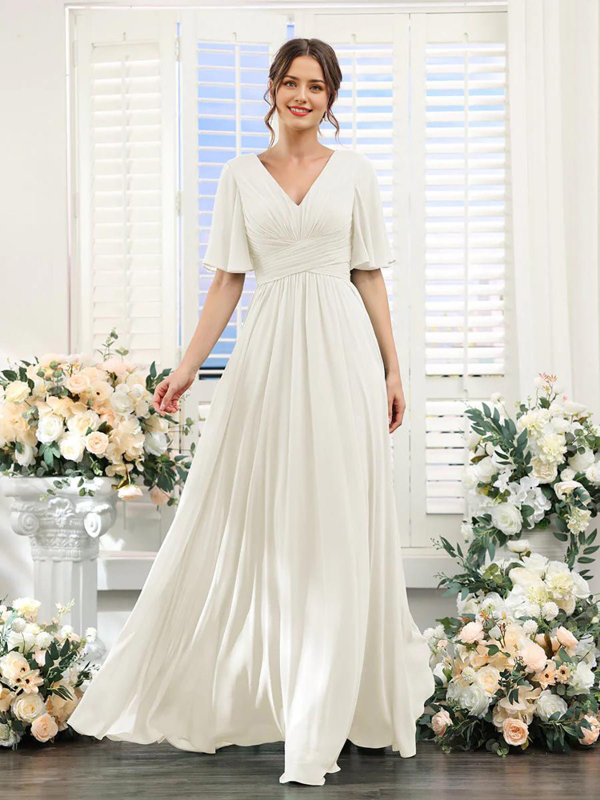 Robe Élégante à V-Ausschnitt pour Femmes