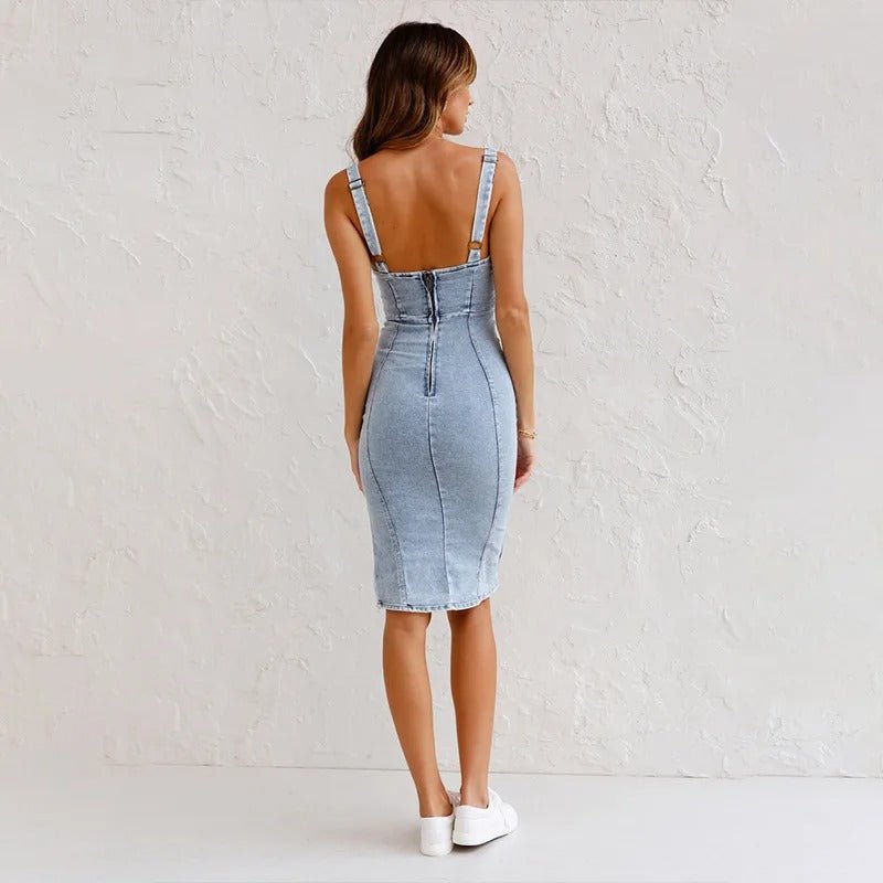 Robe en Jean Décontractée à Bretelles pour Femmes