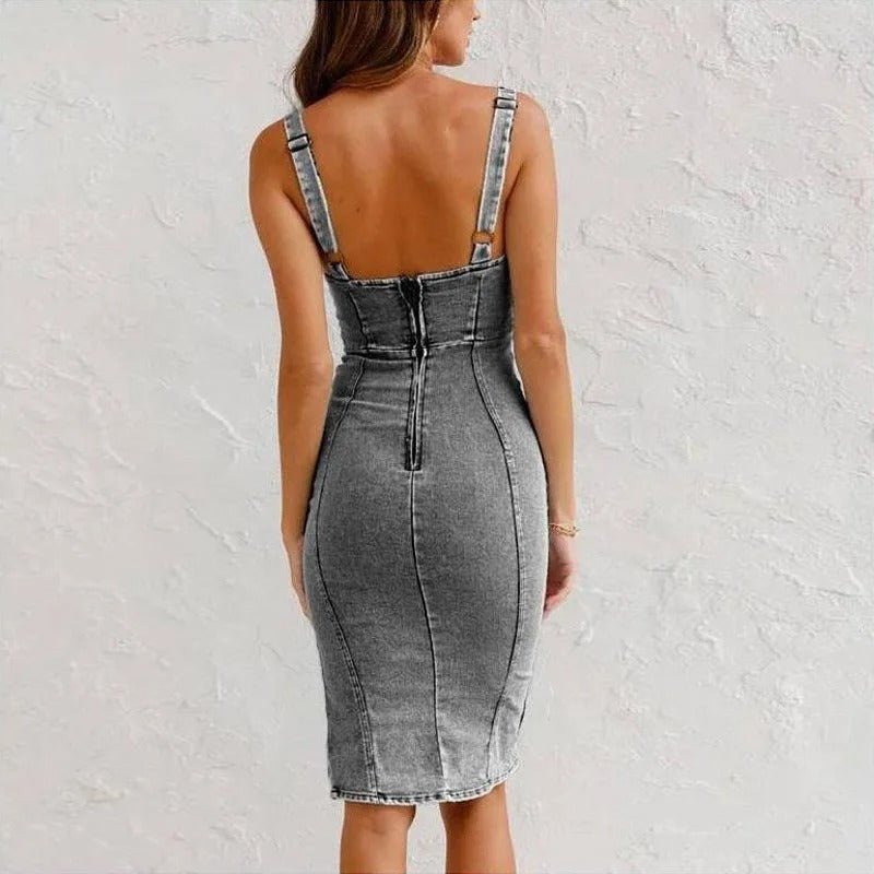 Robe en Jean Décontractée à Bretelles pour Femmes