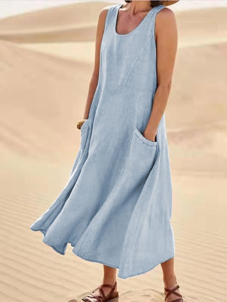Robe Légère Maxi avec Poches pour Femmes