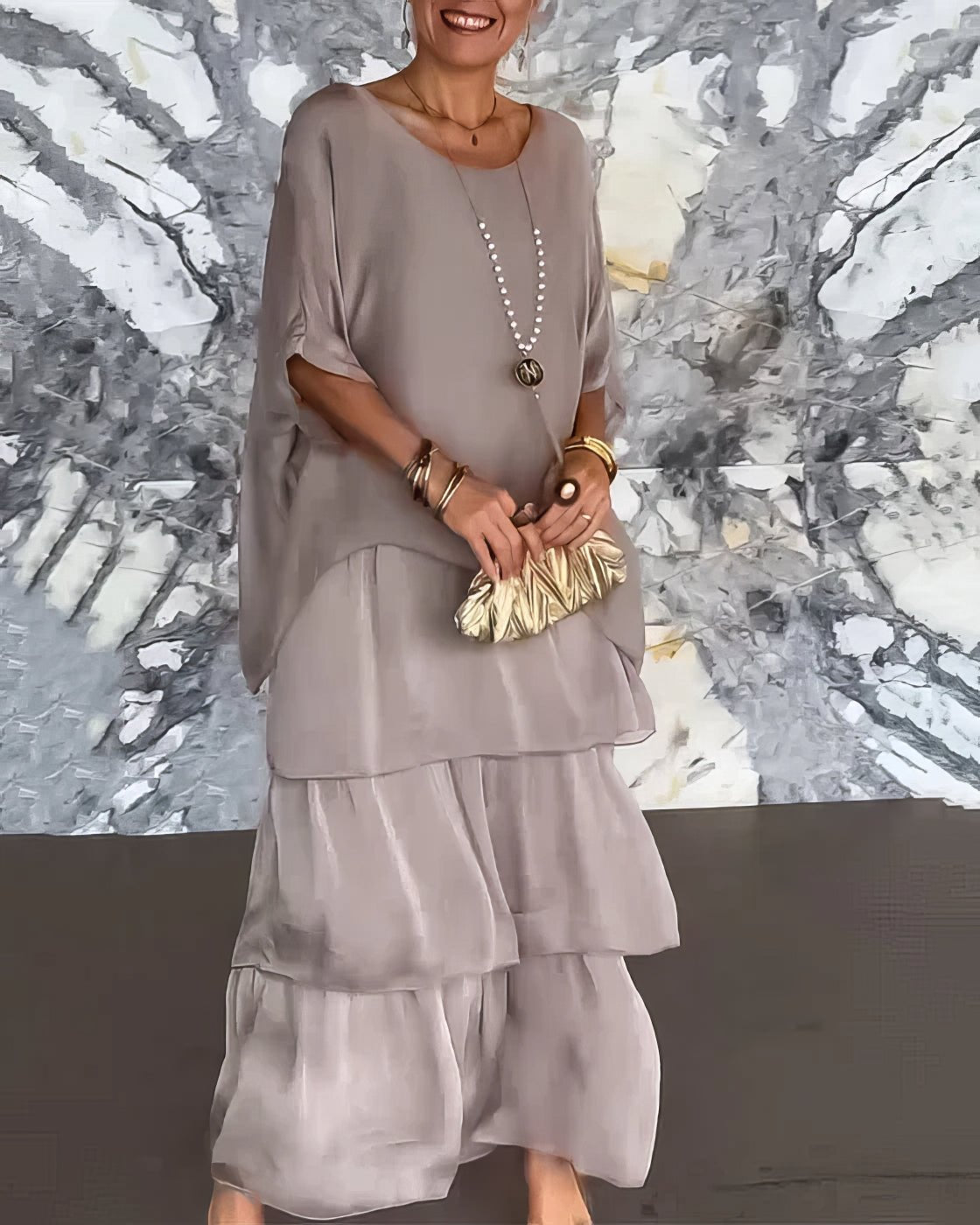 Robe Longue Droite à Manches Longues pour Femmes