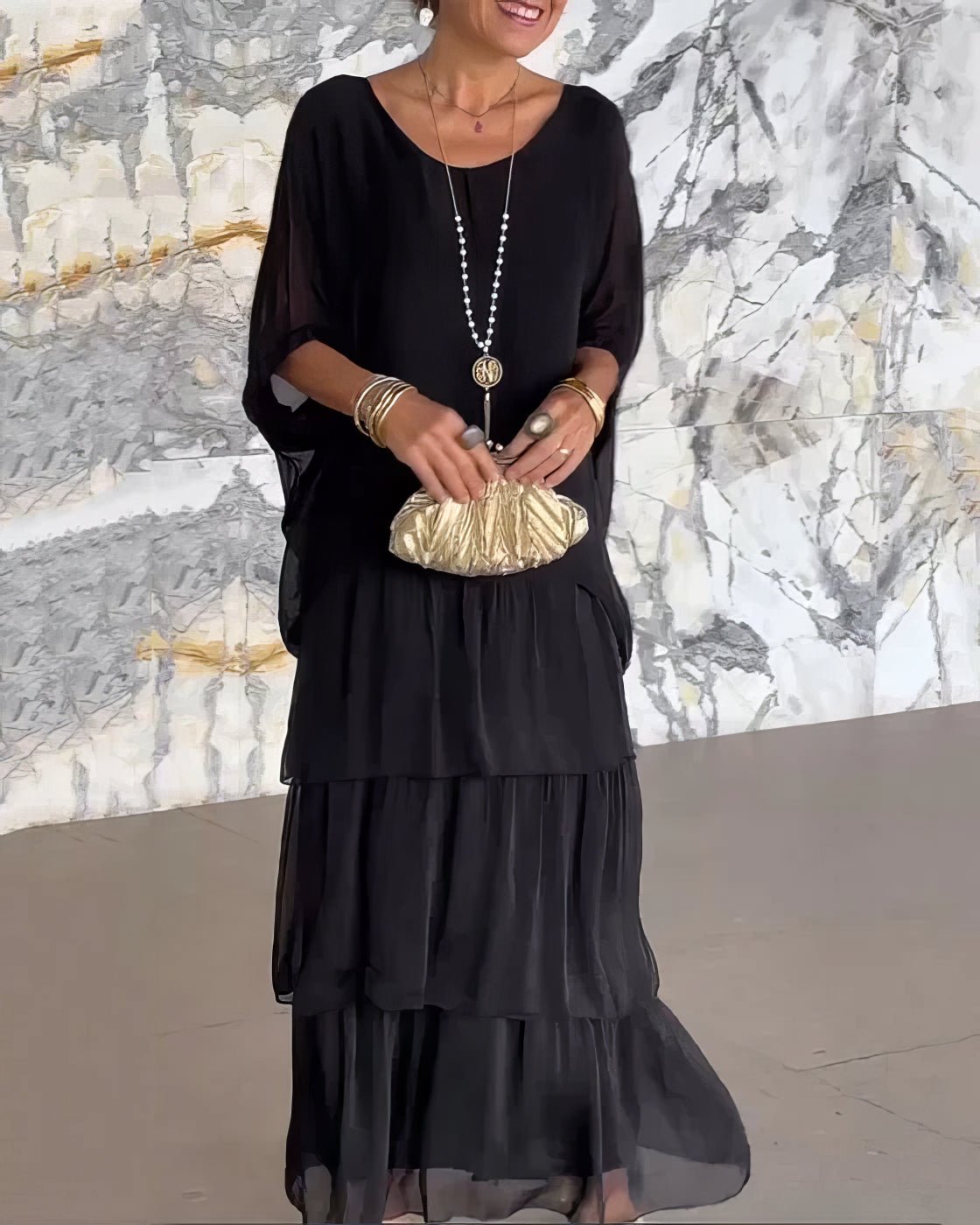 Robe Longue Droite à Manches Longues pour Femmes