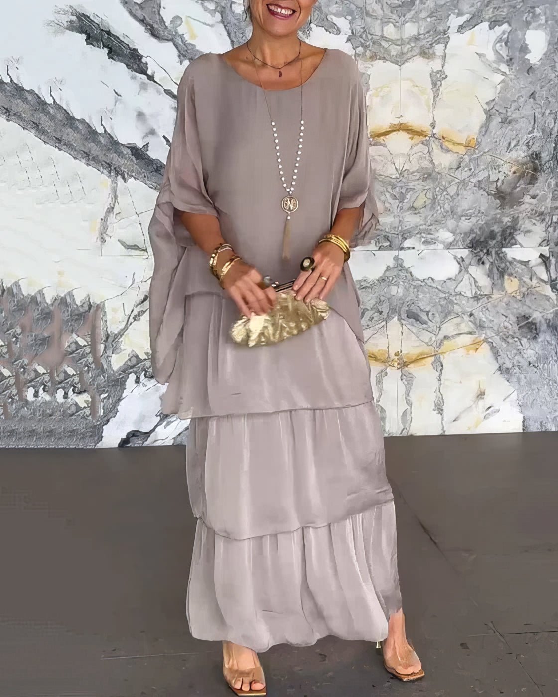 Robe Longue Droite à Manches Longues pour Femmes