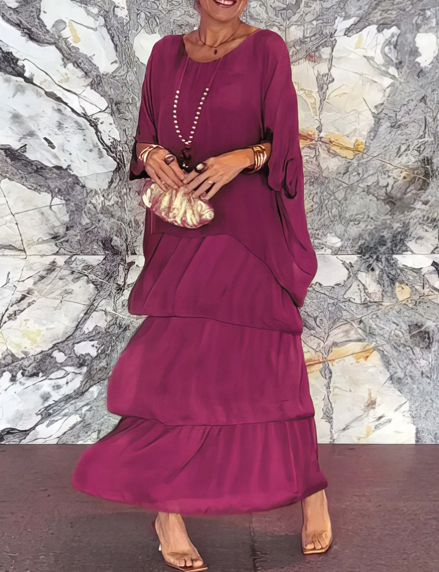 Robe Longue Droite à Manches Longues pour Femmes