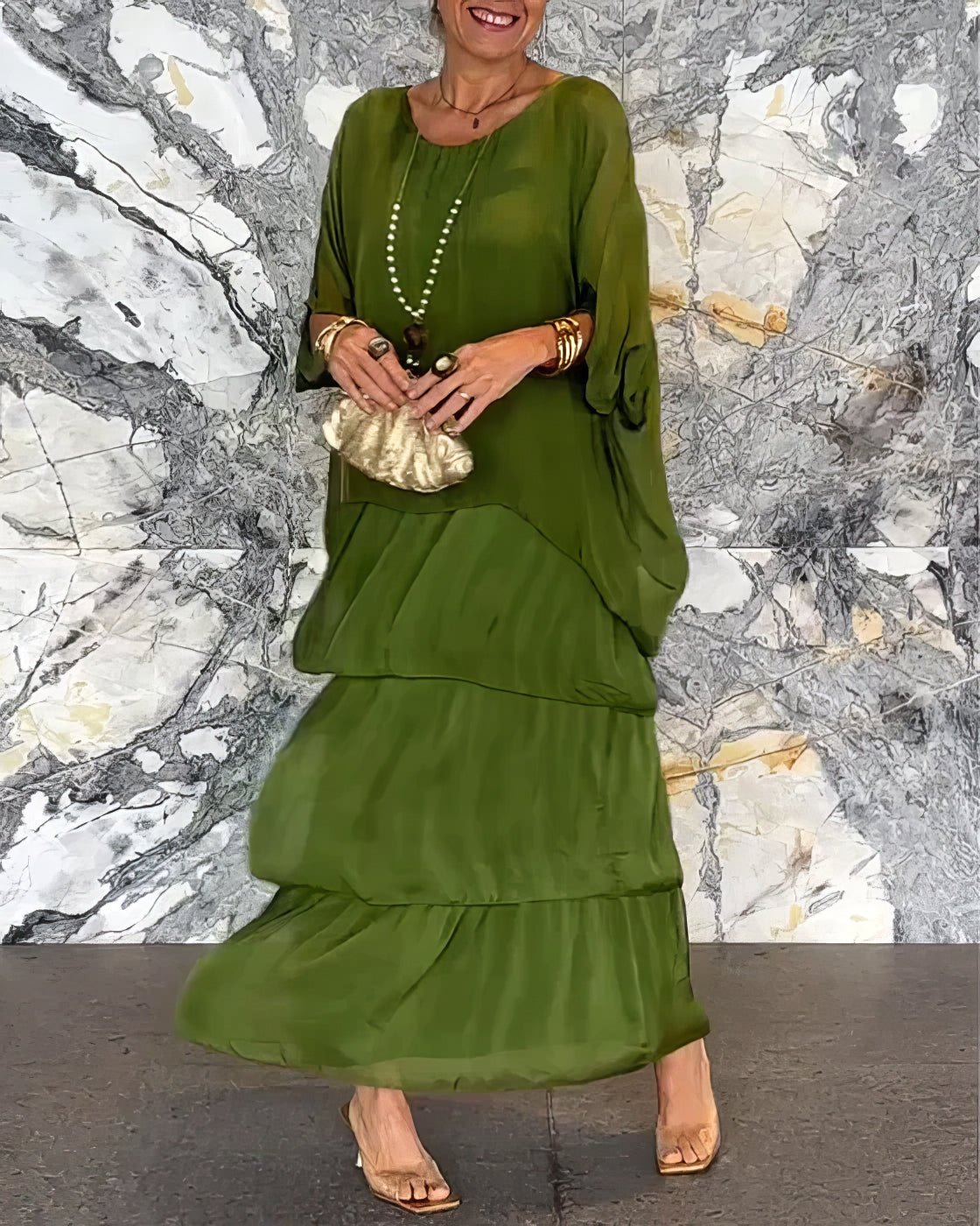 Robe Longue Droite à Manches Longues pour Femmes