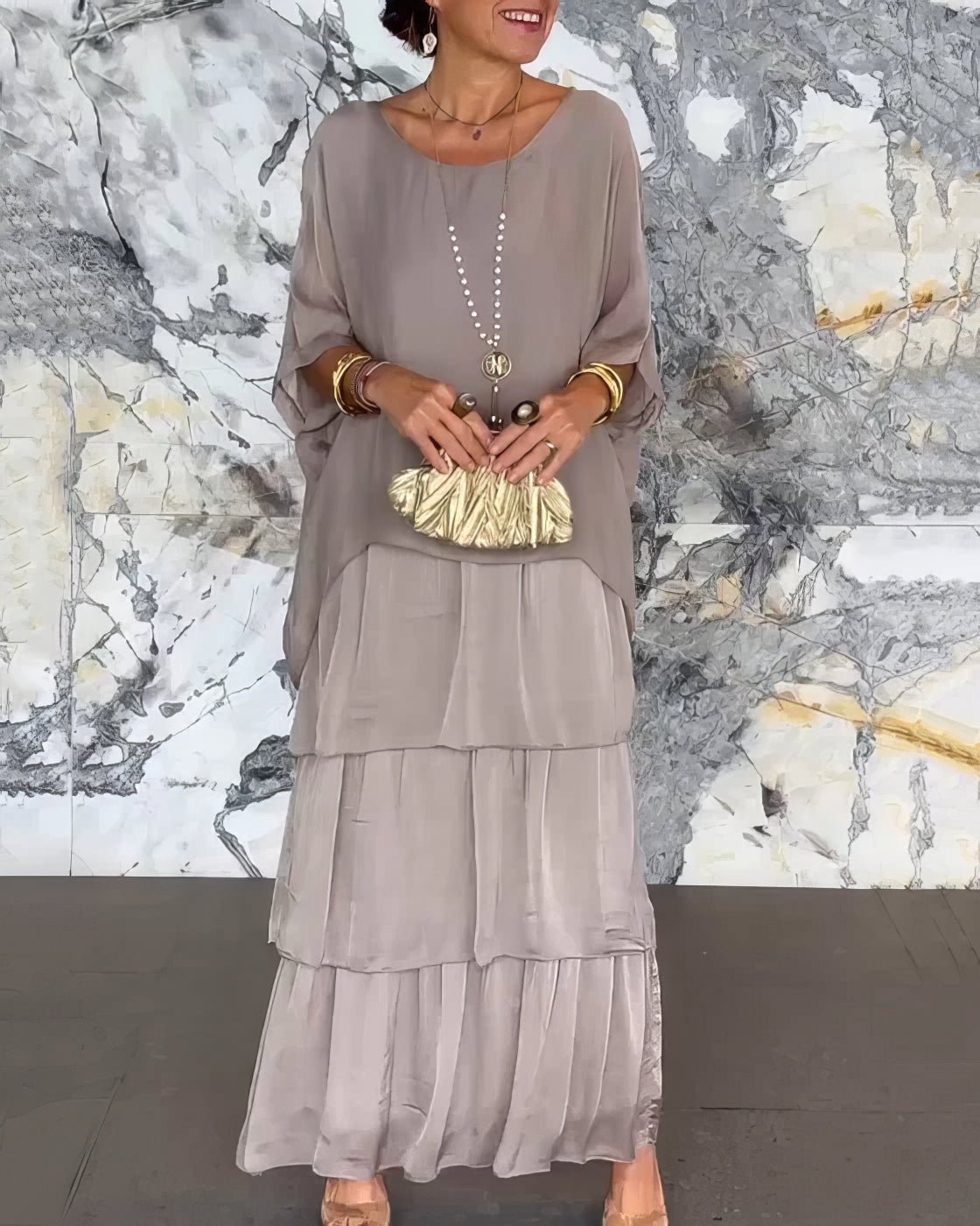 Robe Longue Droite à Manches Longues pour Femmes