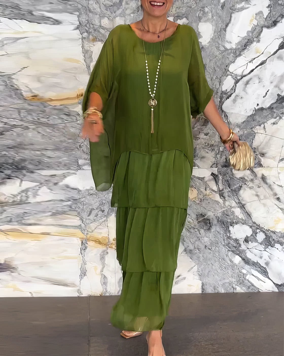 Robe Longue Droite à Manches Longues pour Femmes