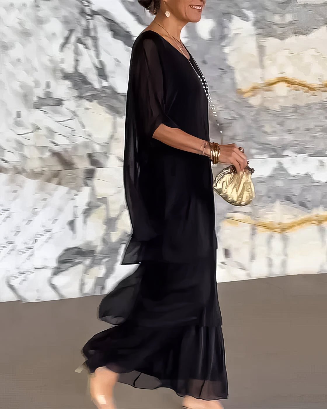 Robe Longue Droite à Manches Longues pour Femmes