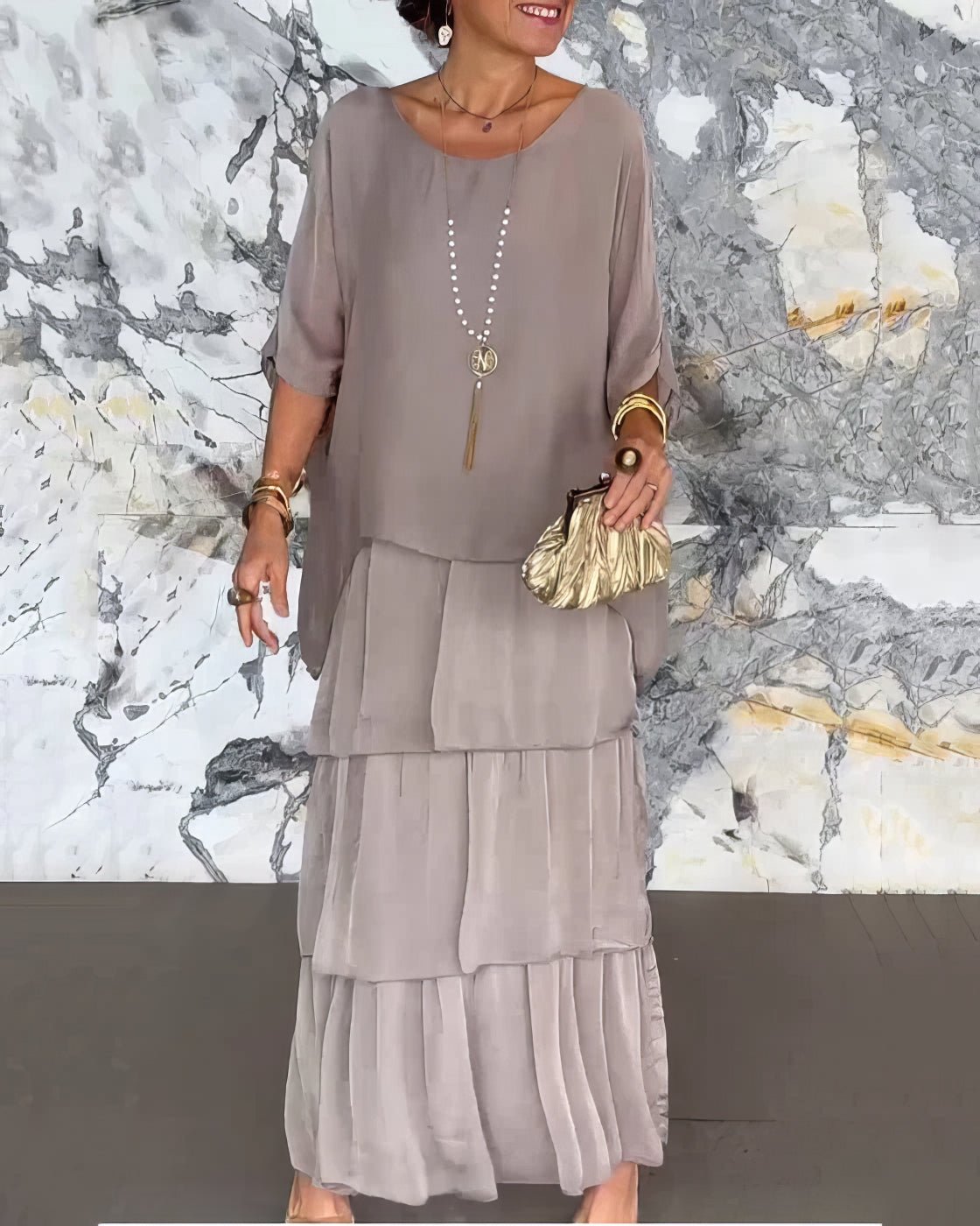 Robe Longue Droite à Manches Longues pour Femmes