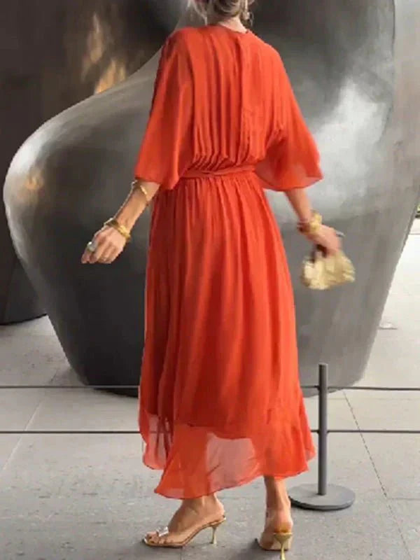 Robe Longue Élégante à Décolleté en V pour Femmes