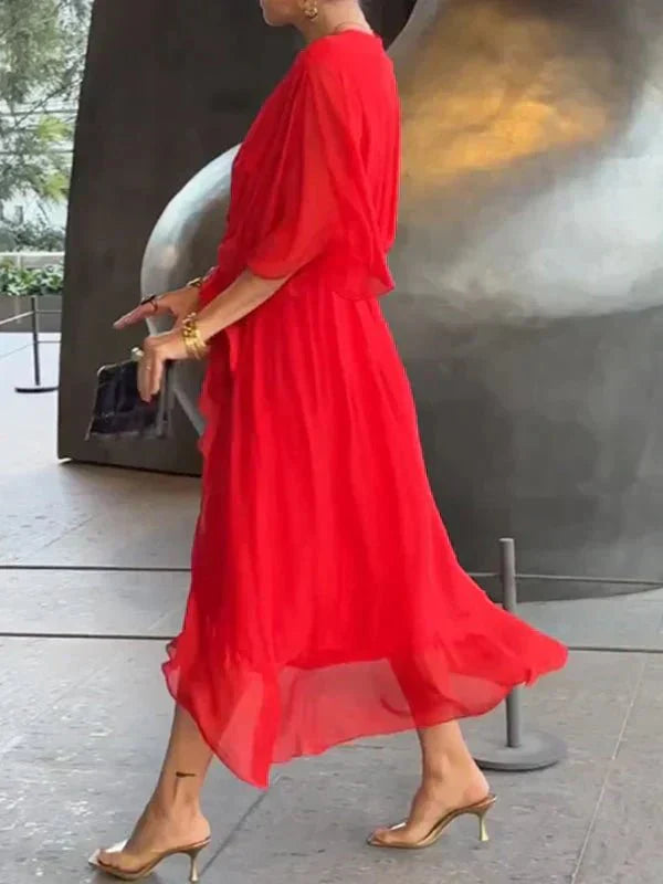 Robe Longue Élégante à Décolleté en V pour Femmes