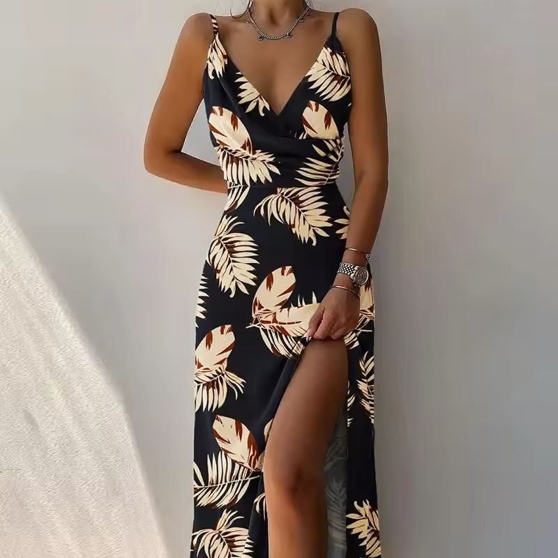 Robe Longue Évasée à Bretelles pour Femmes