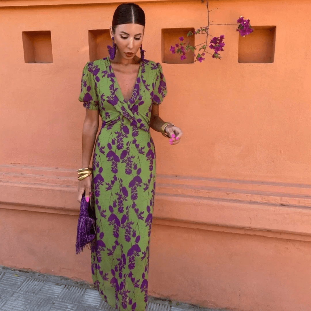 Robe Longue Plissée à Imprimé Élégant pour Femmes