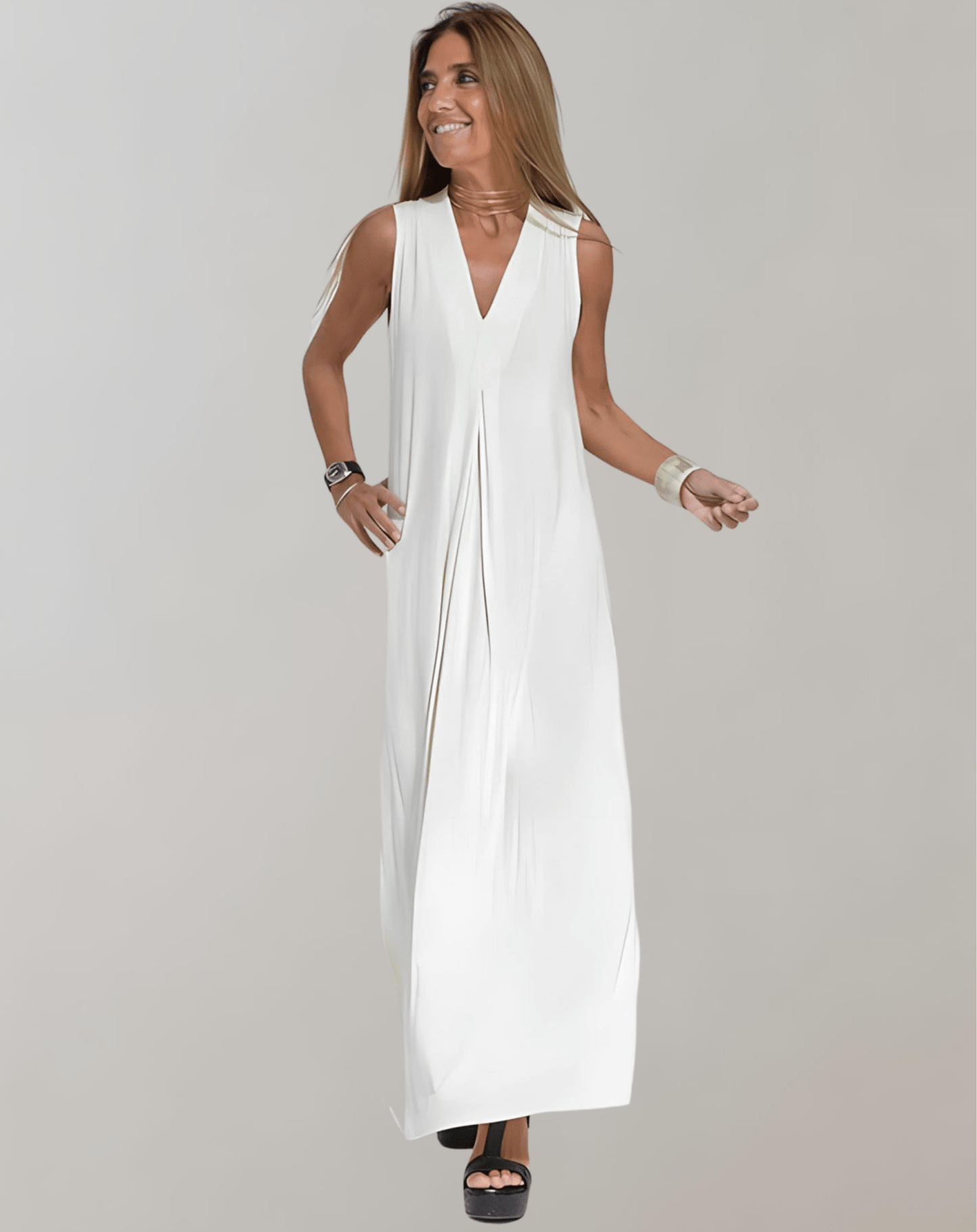 Robe Maxi à Décolleté en V pour Femmes