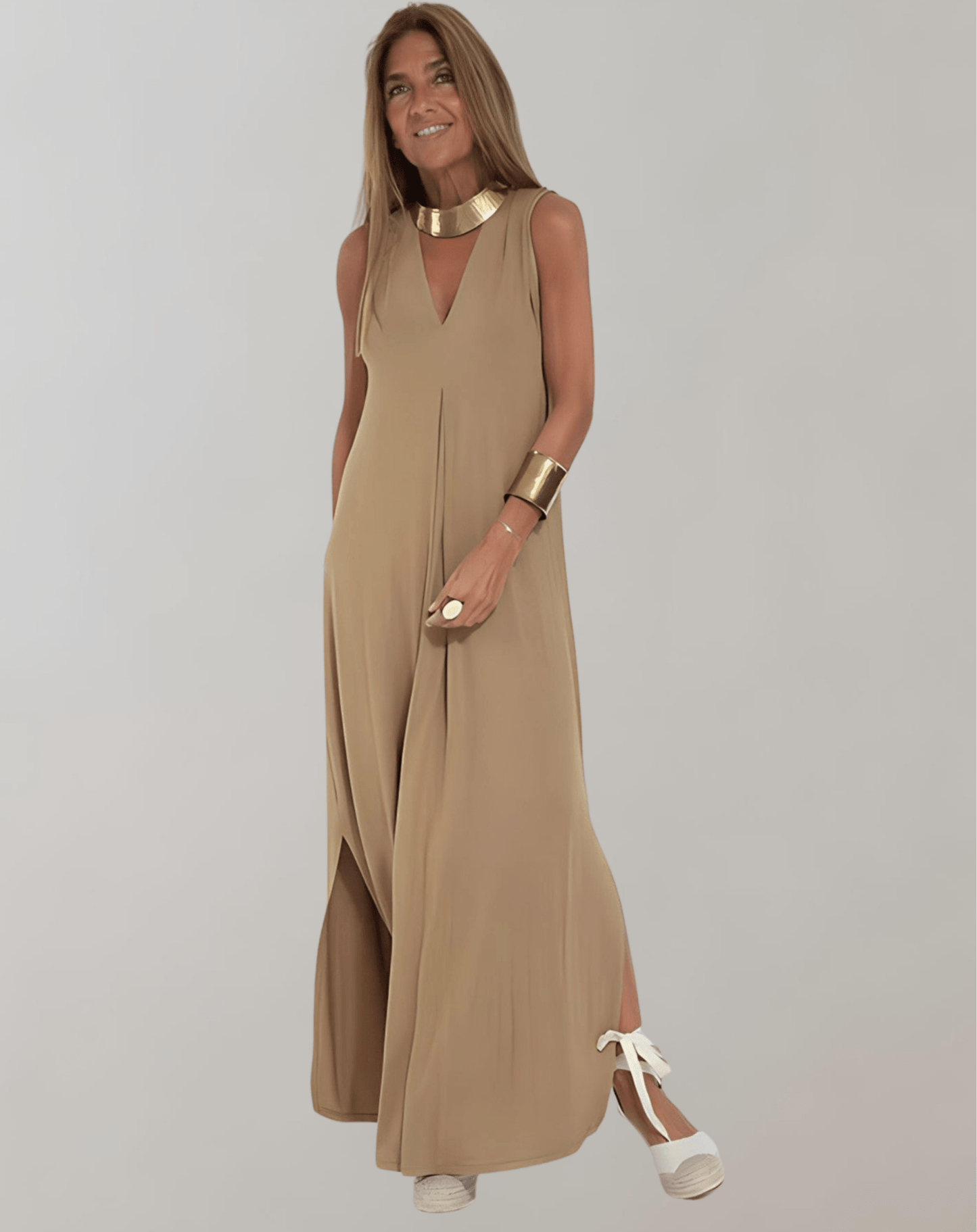 Robe Maxi à Décolleté en V pour Femmes