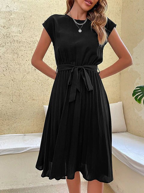 Robe Plissée à Manches Courtes pour Femmes