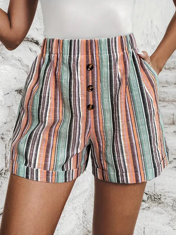 Shorts Femme Rayés Confortables