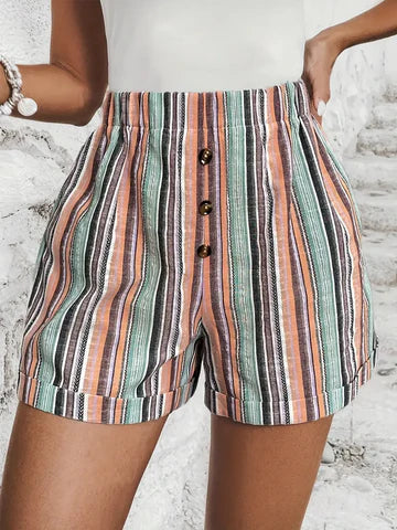 Shorts Femme Rayés Confortables