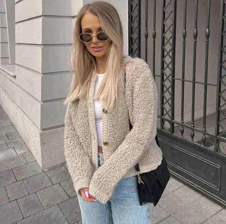 Teddycardigan pour les femmes avec Button Post - Cardigan confortable pour un usage quotidien